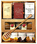 Geschenkkorb mit Kaffee, Tee, Lebkuchen und Honig
