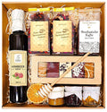 Geschenkkorb mit Kaffee, Tee, Sirup, Lebkuchen und Konfitüre